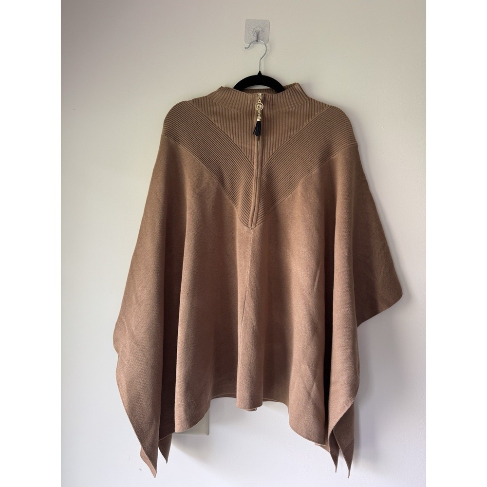Anne Klein Poncho Size L/Xl Boho Fall Core Cottage Core Lagenlook Brown